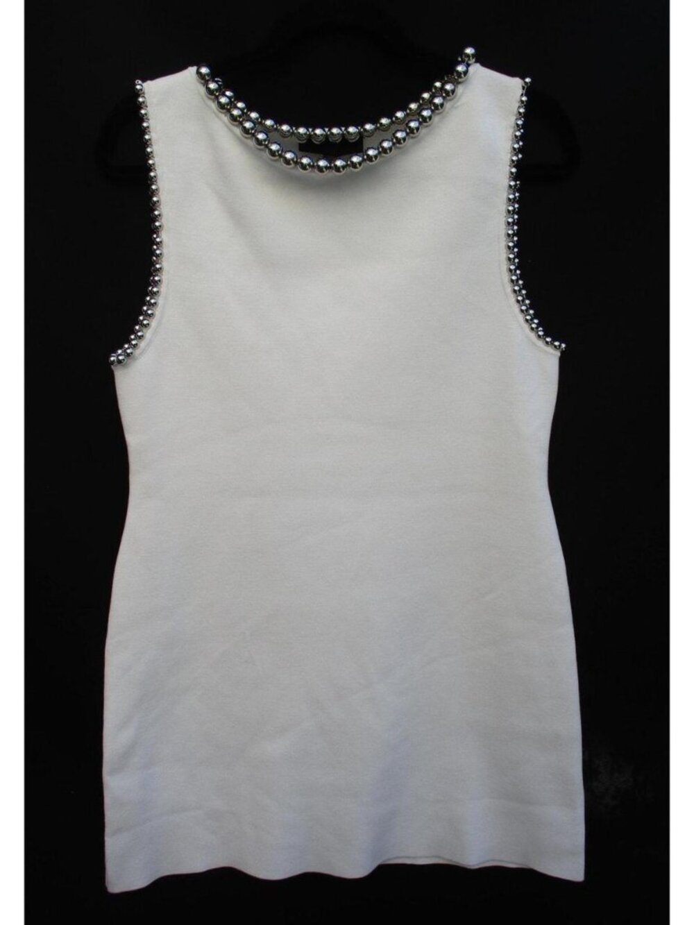 Zara White Knit Dress with Silver Balls